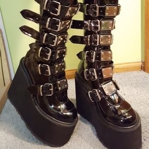 Demonia Swing 815 Goth Knee-High Platform Boots